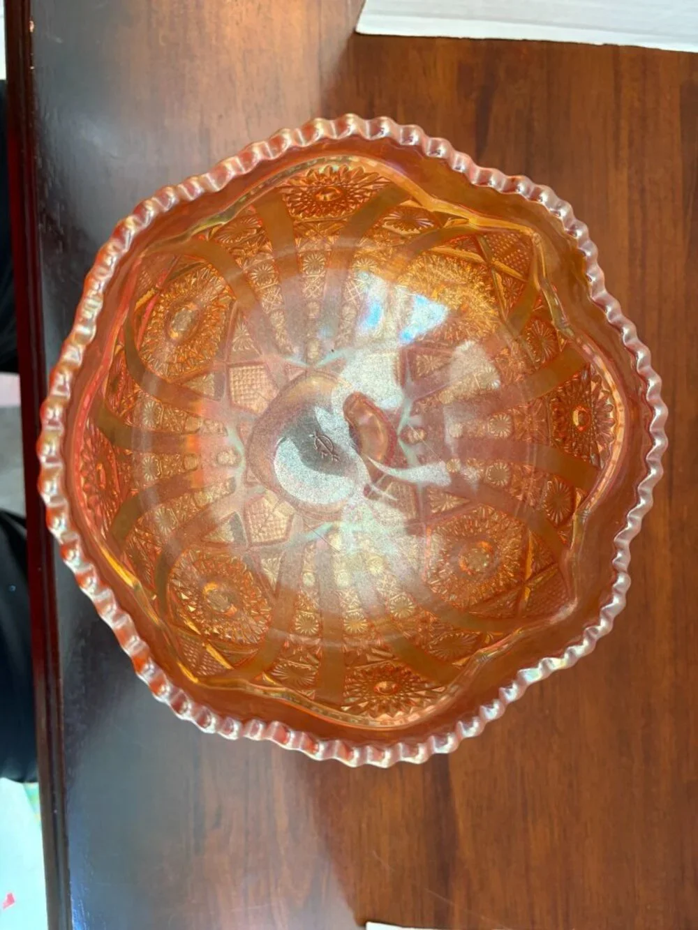 Imperial Glass Marigold Carnival Glass Hobstar Pedestal Compote